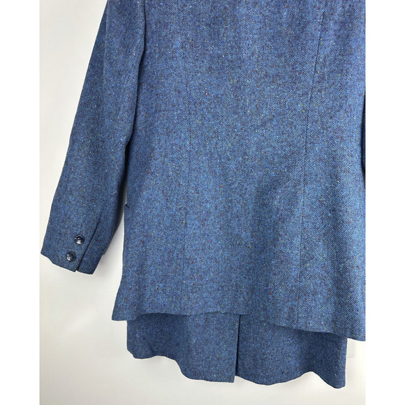 Donegal Wool Handwoven Made in Ireland Tweed Blazer & Skirt Set Blue No Size - Picture 9 of 14
